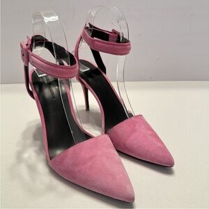 Alexander Wang Pink Suede Pointed-Toe Ankle-Strap Heels